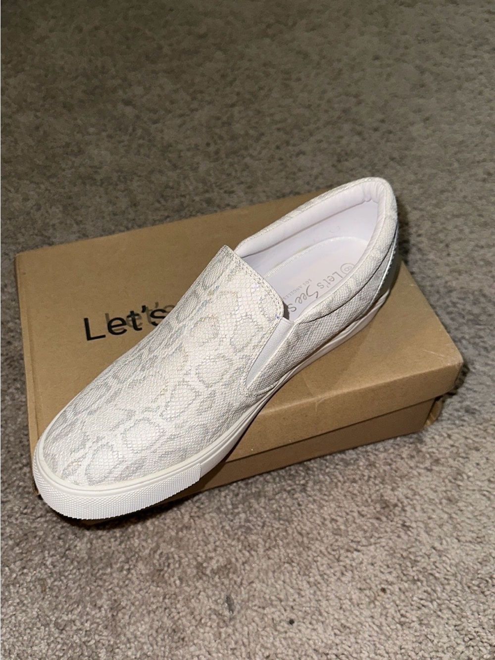 Women's Slip-On Snake-Print Casual Sneaker - White